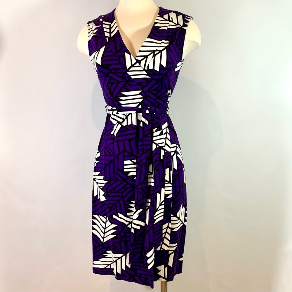 DVF Wrap Dress New Yahzi Size 6 Short Sleeveless Purple NWT
